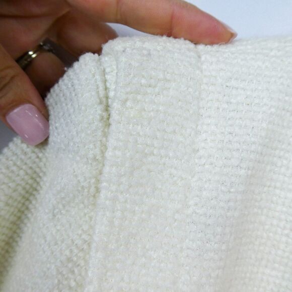 Vintage Square Shoulder Textured Blazer Sz M Ivory Cream Bouclé - Picture 3 of 16